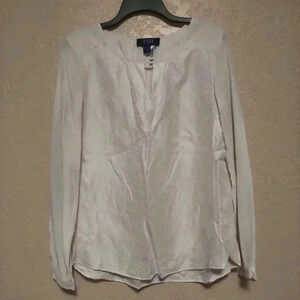 Women's FDJ Silk Blend Blouse Size MEDIUM Snake Printed Long Sleeve Top